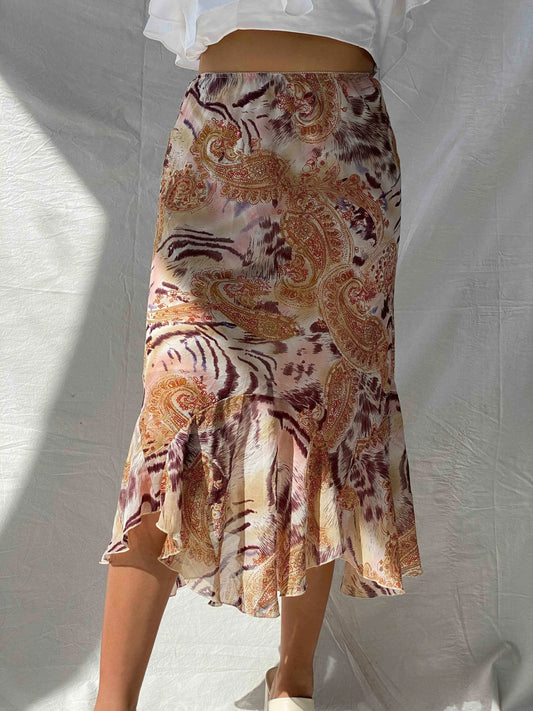 Vintage Xiagu Printed Midi Skirt - Balagan Vintage Midi Skirt Aseel, floral, floral skirt, midi skirt