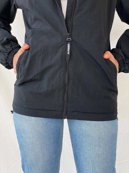 Vintage Y2K Adidas Black & White Windbreaker Jacket - S - Balagan Vintage Windbreaker Jacket 00s, adidas, Coats&Jackets, Mira, vintage, vintage windbreaker, windbreaker, windbreaker jacket, winter, women, Women's Windbreaker Jackets