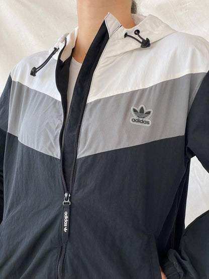 Vintage Y2K Adidas Black & White Windbreaker Jacket - S - Balagan Vintage Windbreaker Jacket 00s, adidas, Coats&Jackets, Mira, vintage, vintage windbreaker, windbreaker, windbreaker jacket, winter, women, Women's Windbreaker Jackets