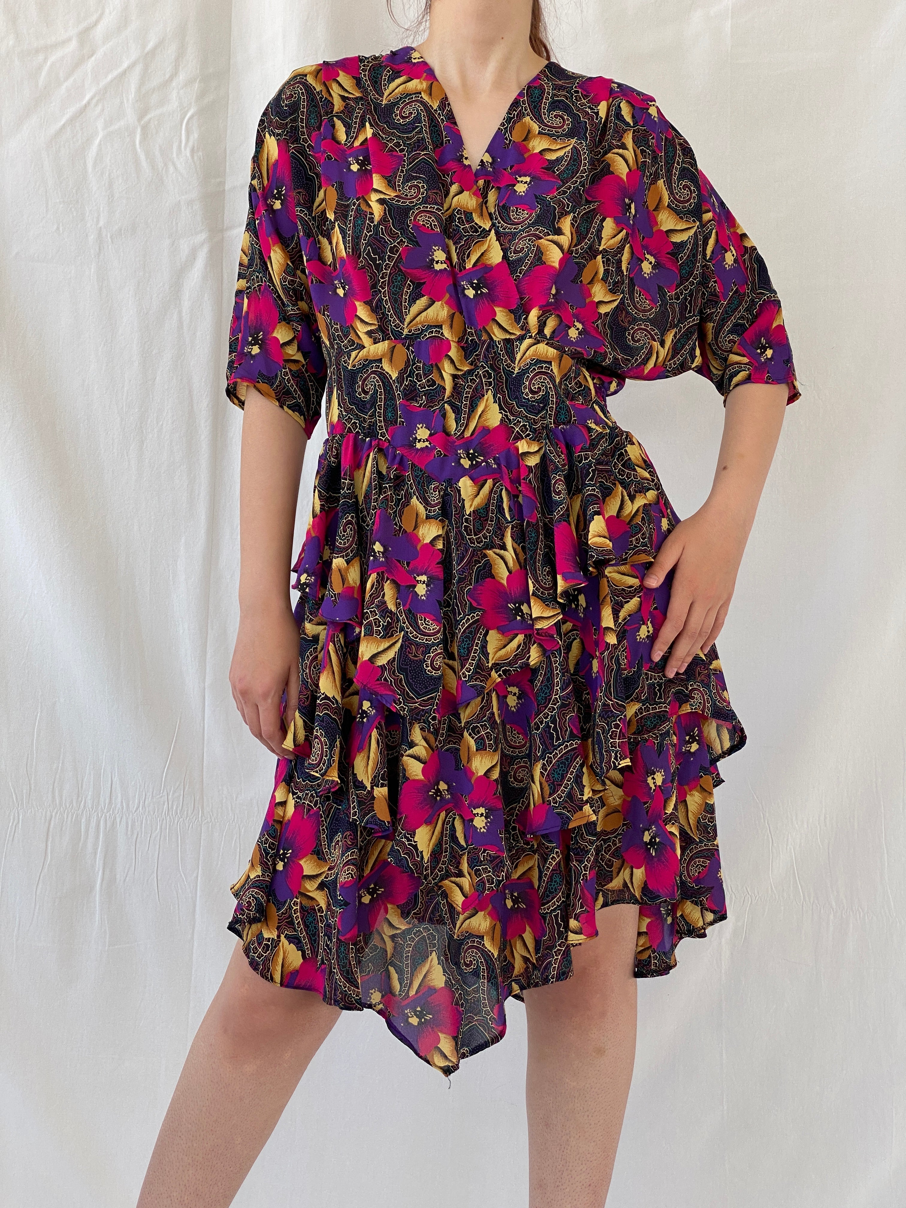 Vintage Y2K After Dark By Dorothy Perkins Midi Floral Dress - L - Balagan Vintage Midi Dress 90s, Ayah, dress, midi dress, Wedding Guest