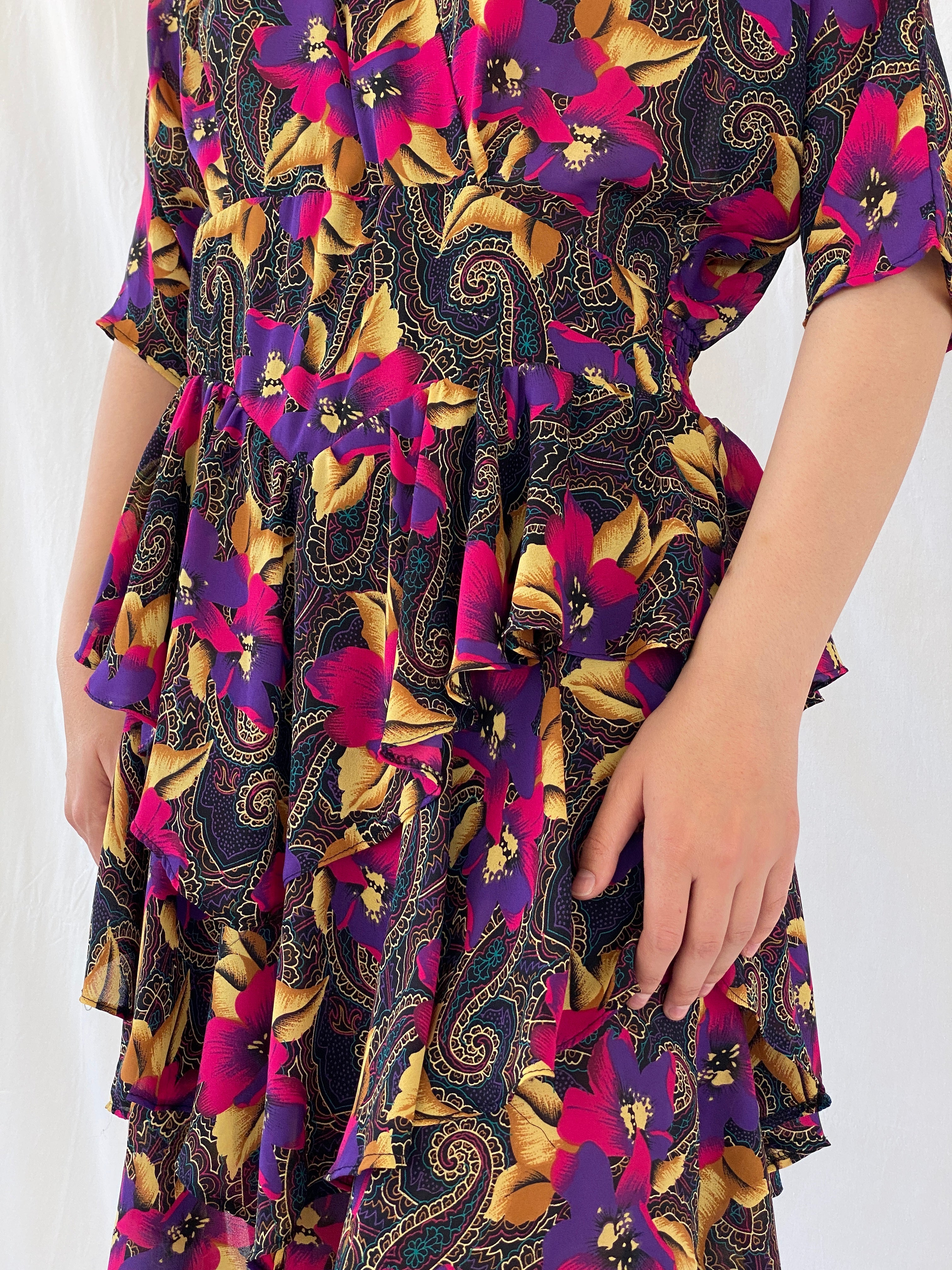 Vintage Y2K After Dark By Dorothy Perkins Midi Floral Dress - L - Balagan Vintage Midi Dress 90s, Ayah, dress, midi dress, Wedding Guest