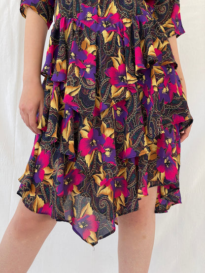 Vintage Y2K After Dark By Dorothy Perkins Midi Floral Dress - L - Balagan Vintage Midi Dress 90s, Ayah, dress, midi dress, Wedding Guest
