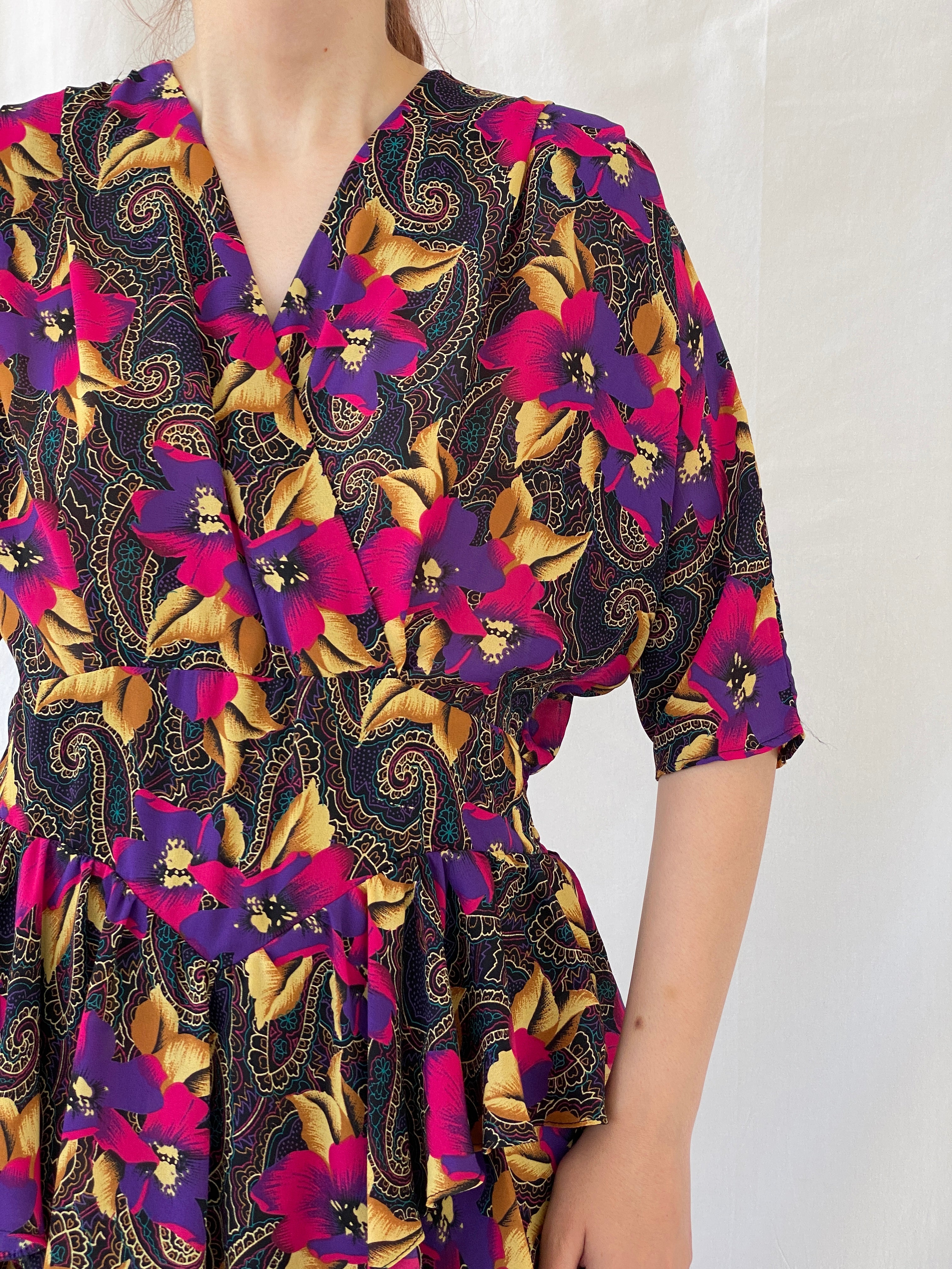 Vintage Y2K After Dark By Dorothy Perkins Midi Floral Dress - L - Balagan Vintage Midi Dress 90s, Ayah, dress, midi dress, Wedding Guest
