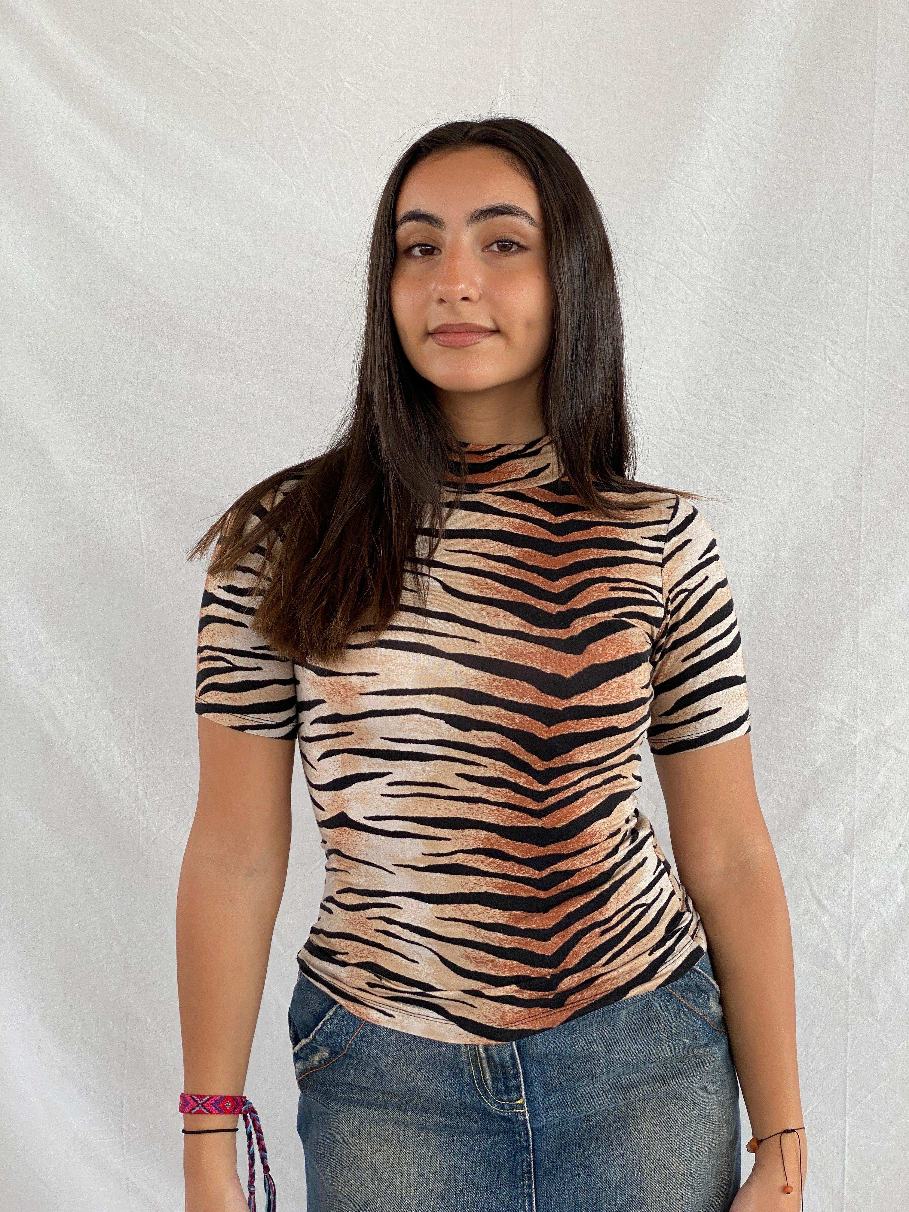 Vintage Y2K Animal Print Select Top - Balagan Vintage Half Sleeve Top 00s, 90s, Rama