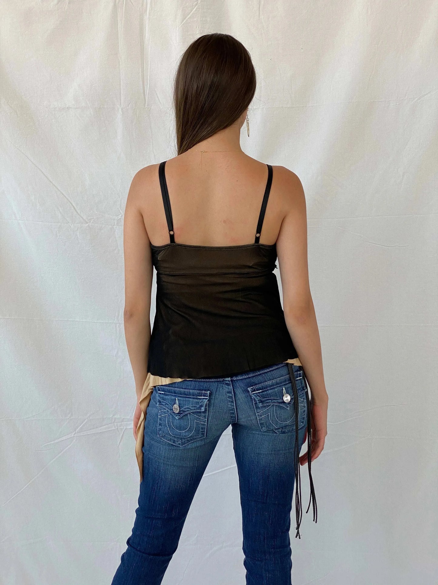 Vintage Y2K Asymmetrical Black Cami Top - S - Balagan Vintage Cami 00s, 90s, Cami, Mira, women top