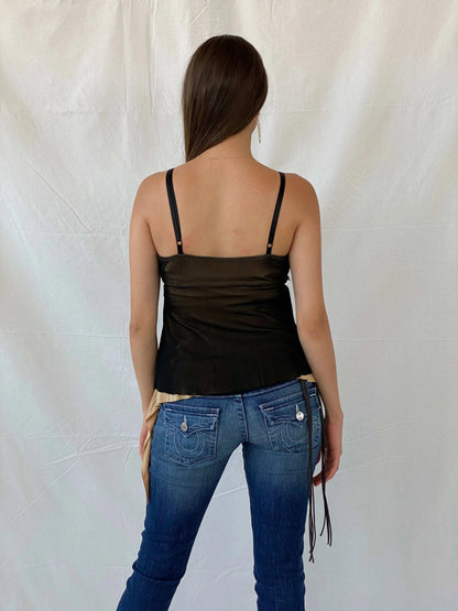 Vintage Y2K Asymmetrical Black Cami Top - S - Balagan Vintage Cami 00s, 90s, Cami, Mira, women top