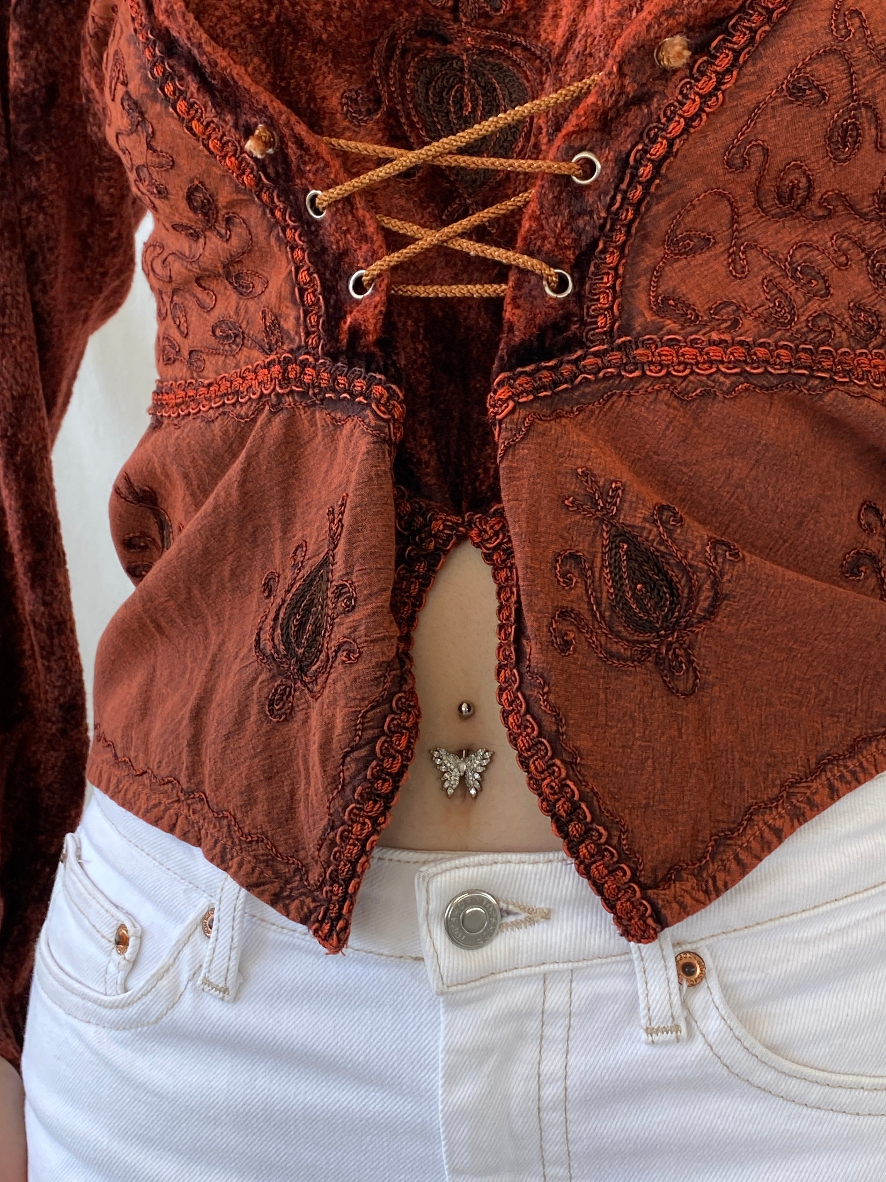 Vintage Y2K BÃRES Witchy Corset Blouse Velvet Full Sleeve Vampy Top - M - Balagan Vintage Full Sleeve Top 00s, Ayah, NEW IN, summer, velvet, velvet top, women top