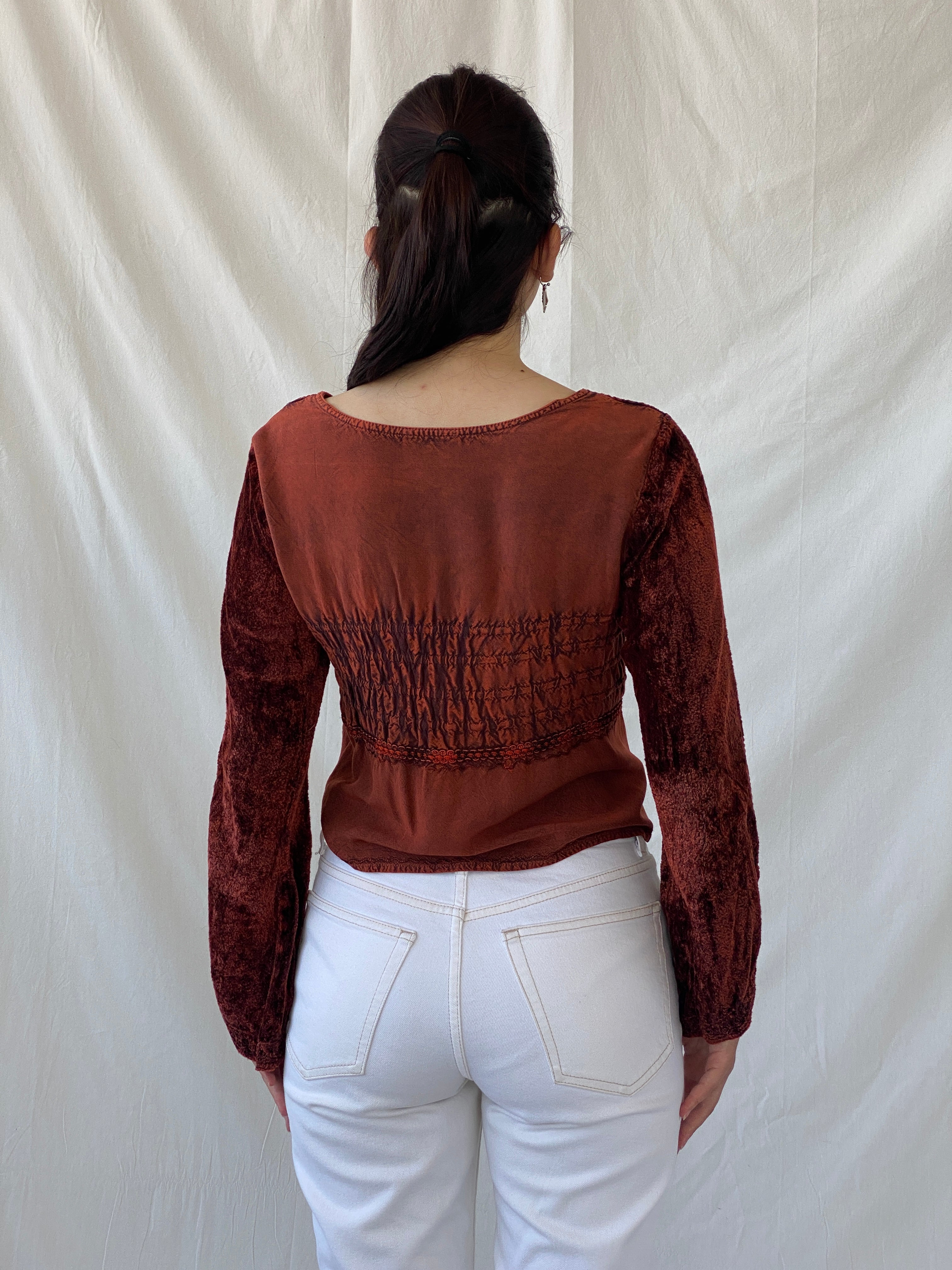 Vintage Y2K BÃRES Witchy Corset Blouse Velvet Full Sleeve Vampy Top - M - Balagan Vintage Full Sleeve Top 00s, Ayah, NEW IN, summer, velvet, velvet top, women top