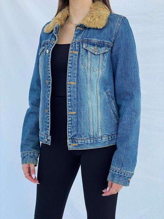 Vintage Y2K Calvin Klein Denim Fur-Lined Fitted Jacket Size M - Balagan Vintage Denim Jacket 00s, Coats&Jackets, denim, denim jacket, Juana, Women's Denim Jackets