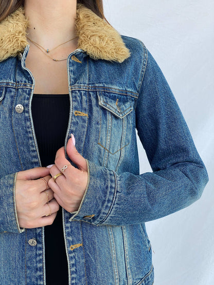 Vintage Y2K Calvin Klein Denim Fur-Lined Fitted Jacket Size M - Balagan Vintage Denim Jacket 00s, Coats&Jackets, denim, denim jacket, Juana, Women's Denim Jackets
