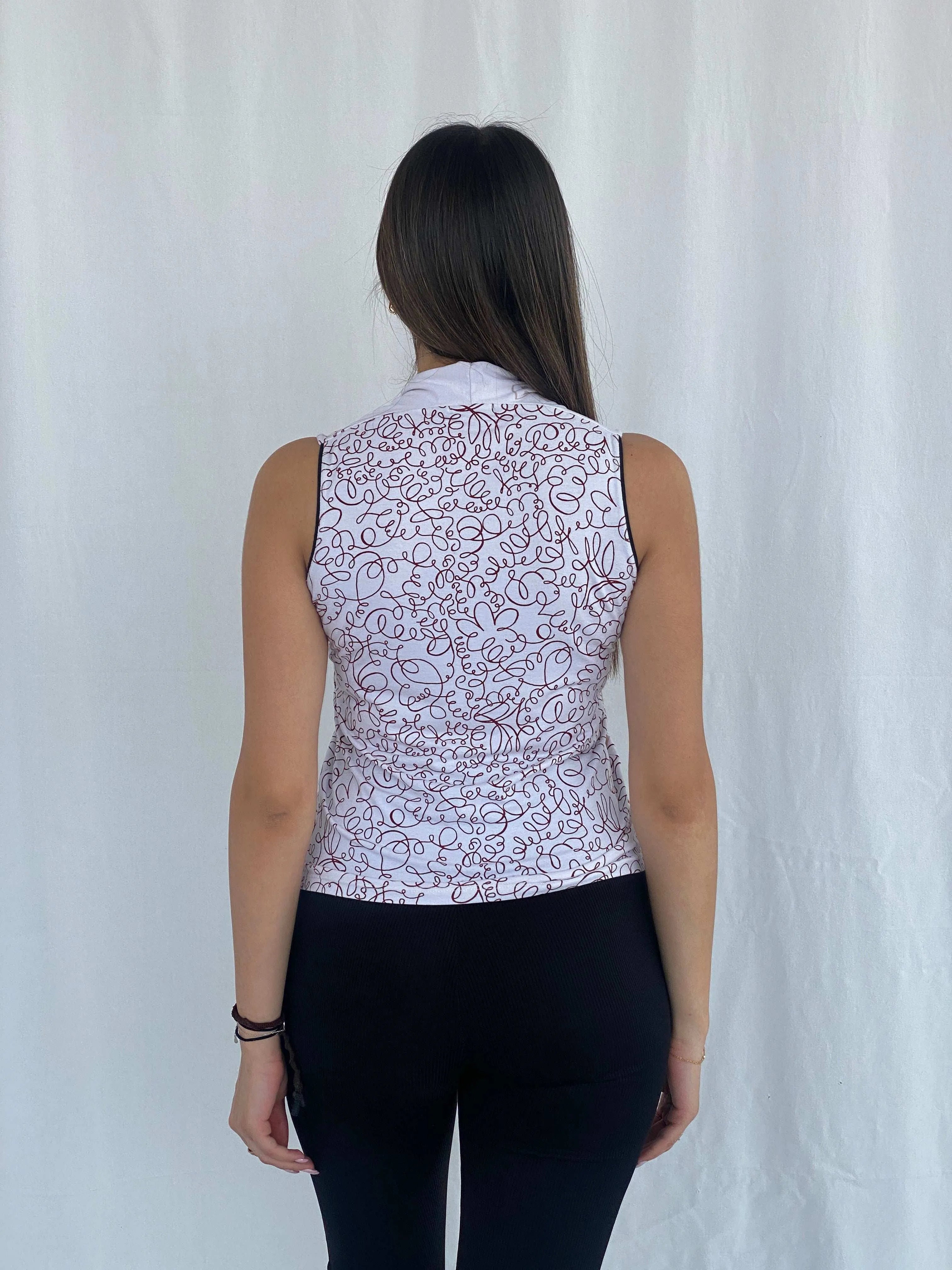 Vintage Y2K Chemindefer Printed Sleeveless Top - Size L - Balagan Vintage Sleeveless Top groovy, Juana, sleeveless top, women skirt