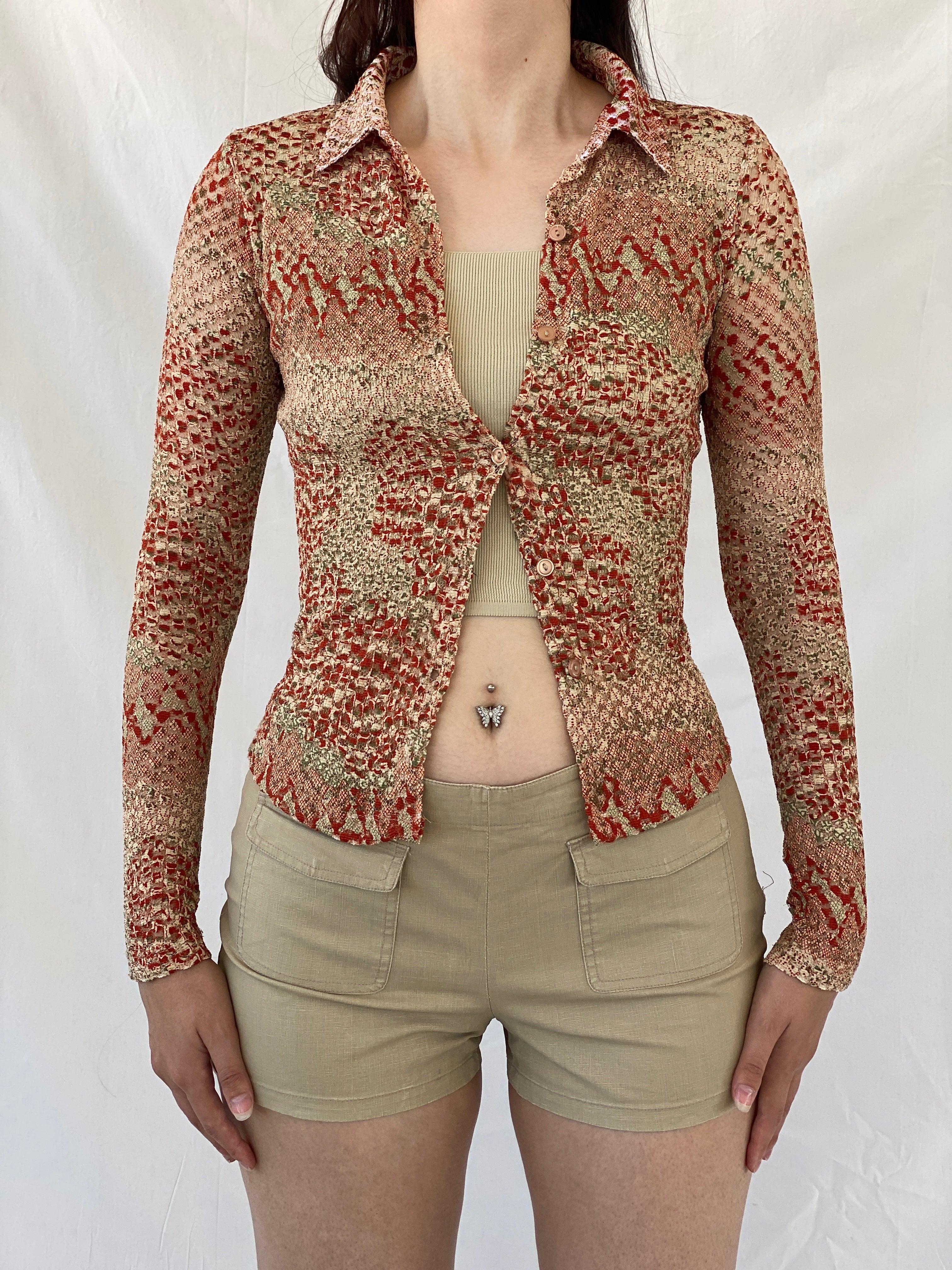 Vintage Y2K Click . Click USA Orange Full Sleeve Button Up Shirt - S - Balagan Vintage Full Sleeve Shirt 00s, Ayah, full sleeve shirt, NEW IN, Office core, summer