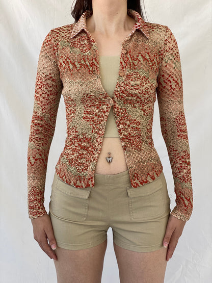 Vintage Y2K Click . Click USA Orange Full Sleeve Button Up Shirt - S - Balagan Vintage Full Sleeve Shirt 00s, Ayah, full sleeve shirt, NEW IN, Office core, summer
