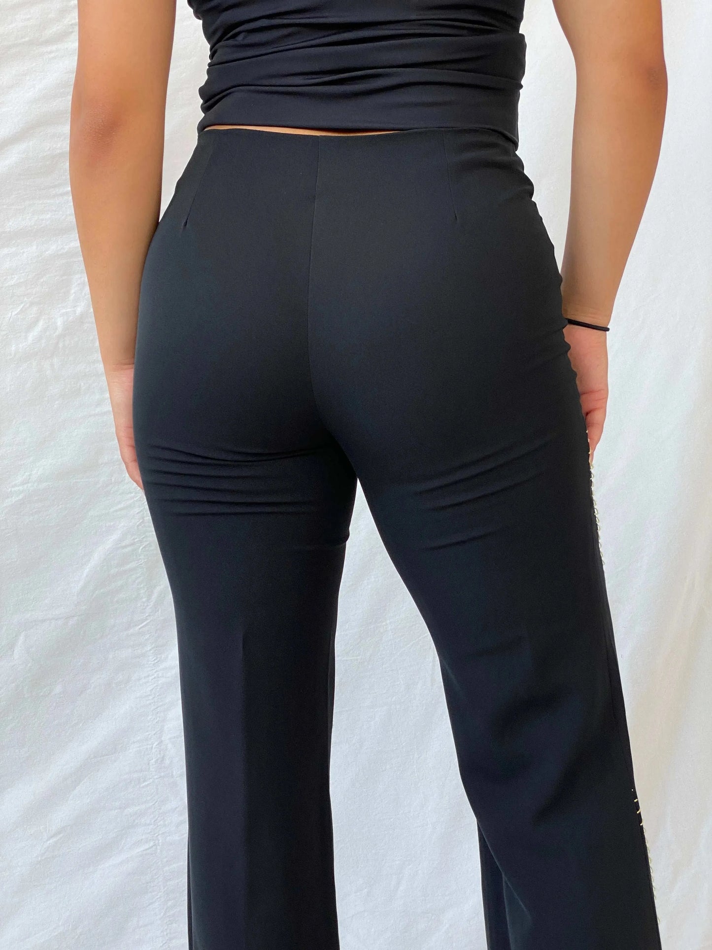 Vintage Y2K Coconuda Donna Formal Black Pants With Lime Green Stitches - M - Balagan Vintage Pants 00s, Lana, pants, vintage pants