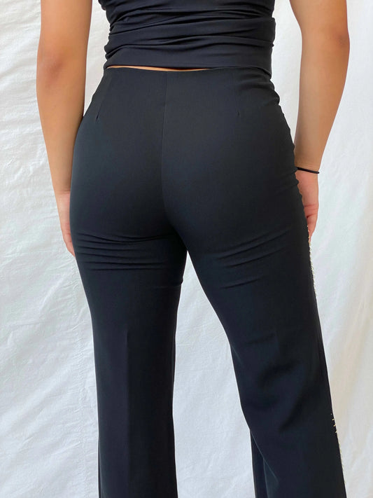 Vintage Y2K Coconuda Donna Formal Black Pants With Lime Green Stitches - M - Balagan Vintage Pants 00s, Lana, pants, vintage pants