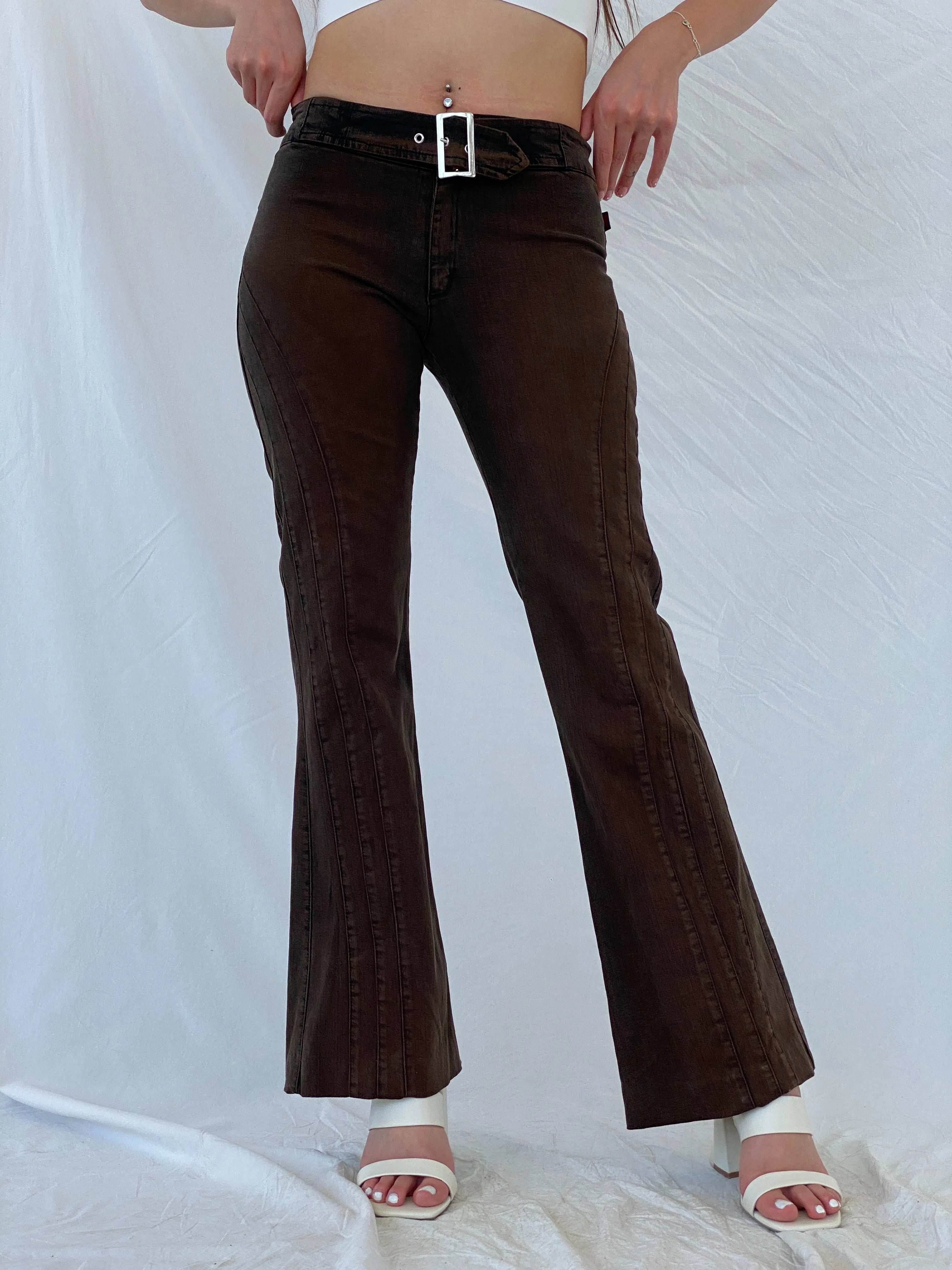 Vintage Y2K Driver Belted Flare Jeans - Balagan Vintage Jeans 90s, flare jeans, Mira