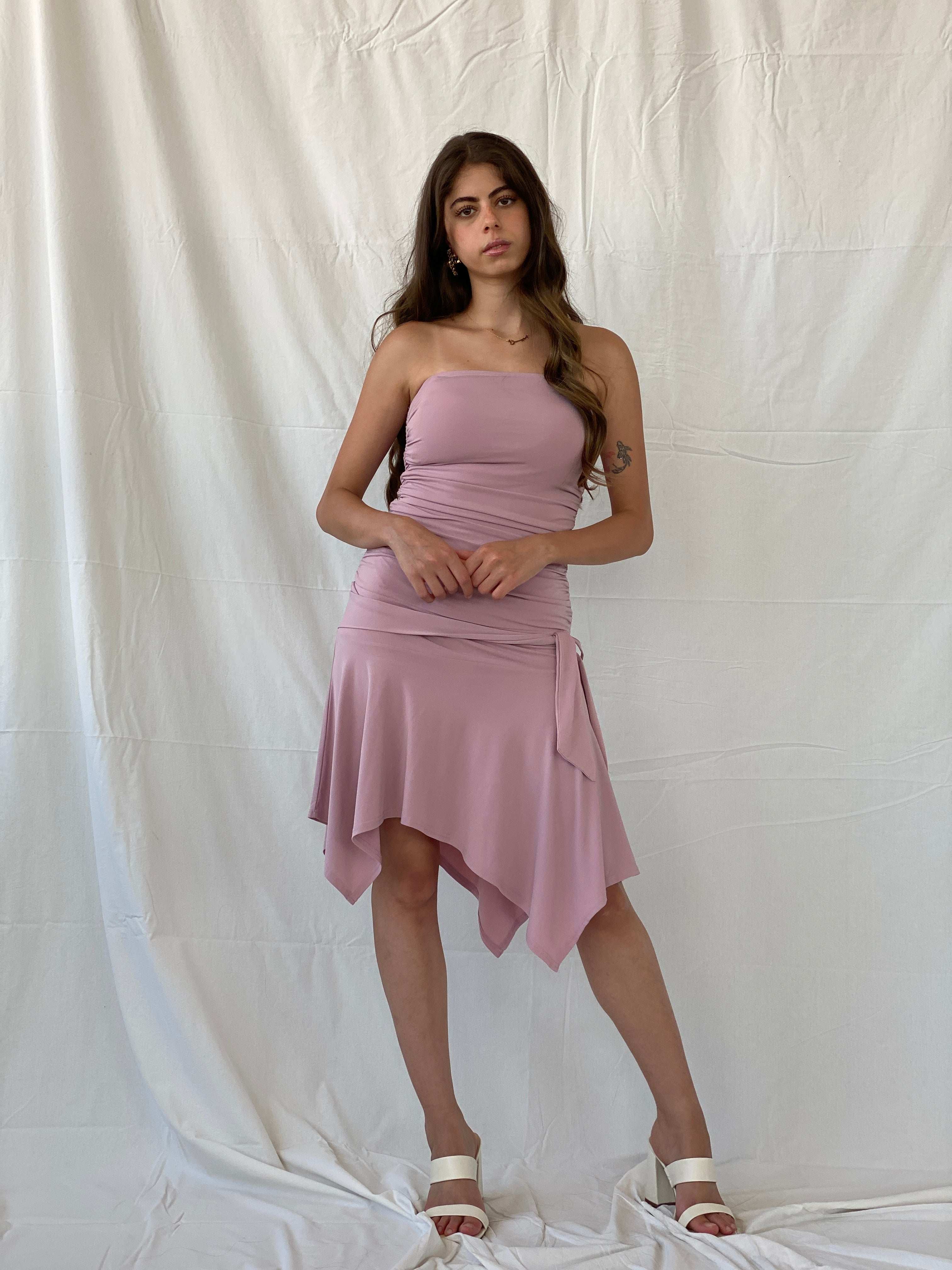 Vintage Y2K Filo Strapless Dress With Asymmetrical Hem - S - Balagan Vintage Midi Dress 00s, 90s, midi dress, Mira, Wedding Guest