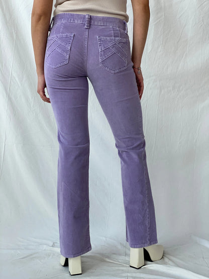 Vintage Y2K Gap Purple Corduroy Ultra Low Rise Stretch Flare Pants - 36EUR - Balagan Vintage Corduroy Pants 00s, corduroy, corduroy pants, Fatima, low rise, vintage pants, winter