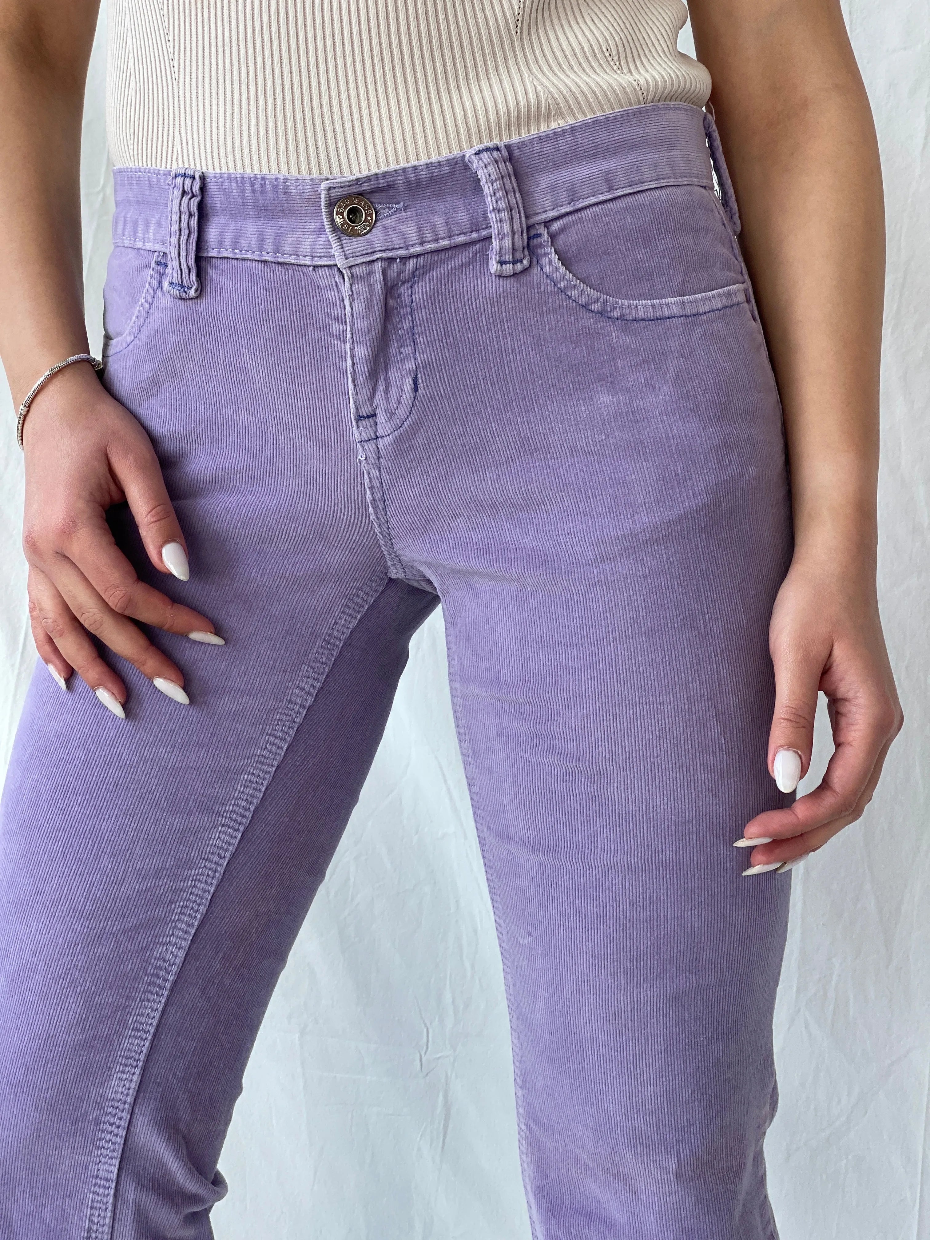 Vintage Y2K Gap Purple Corduroy Ultra Low Rise Stretch Flare Pants - 36EUR - Balagan Vintage Corduroy Pants 00s, corduroy, corduroy pants, Fatima, low rise, vintage pants, winter