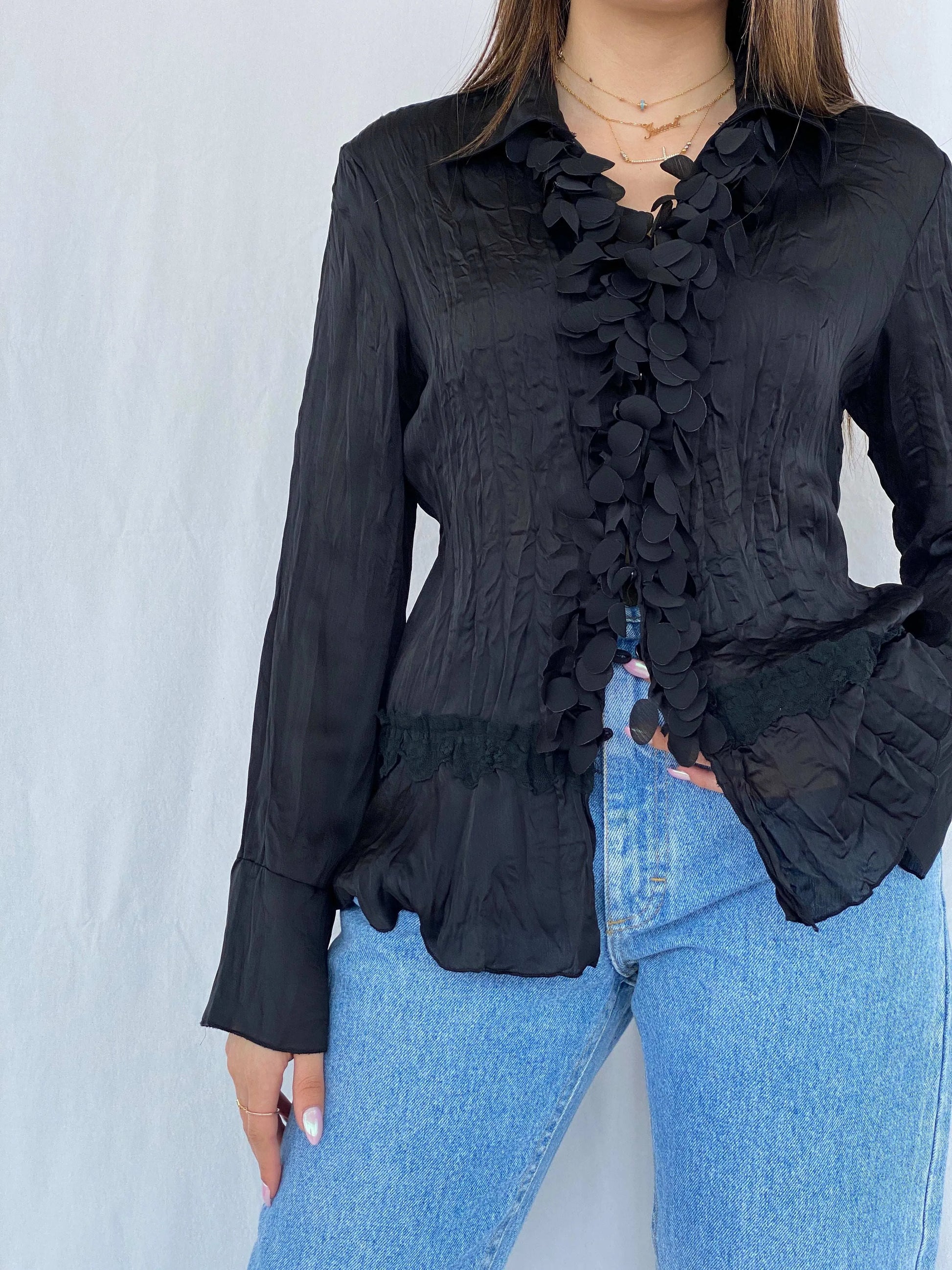 Vintage Y2K Homy Black Cardigan Size L - Balagan Vintage Sheer Top 00s, Juana, sheer, summer