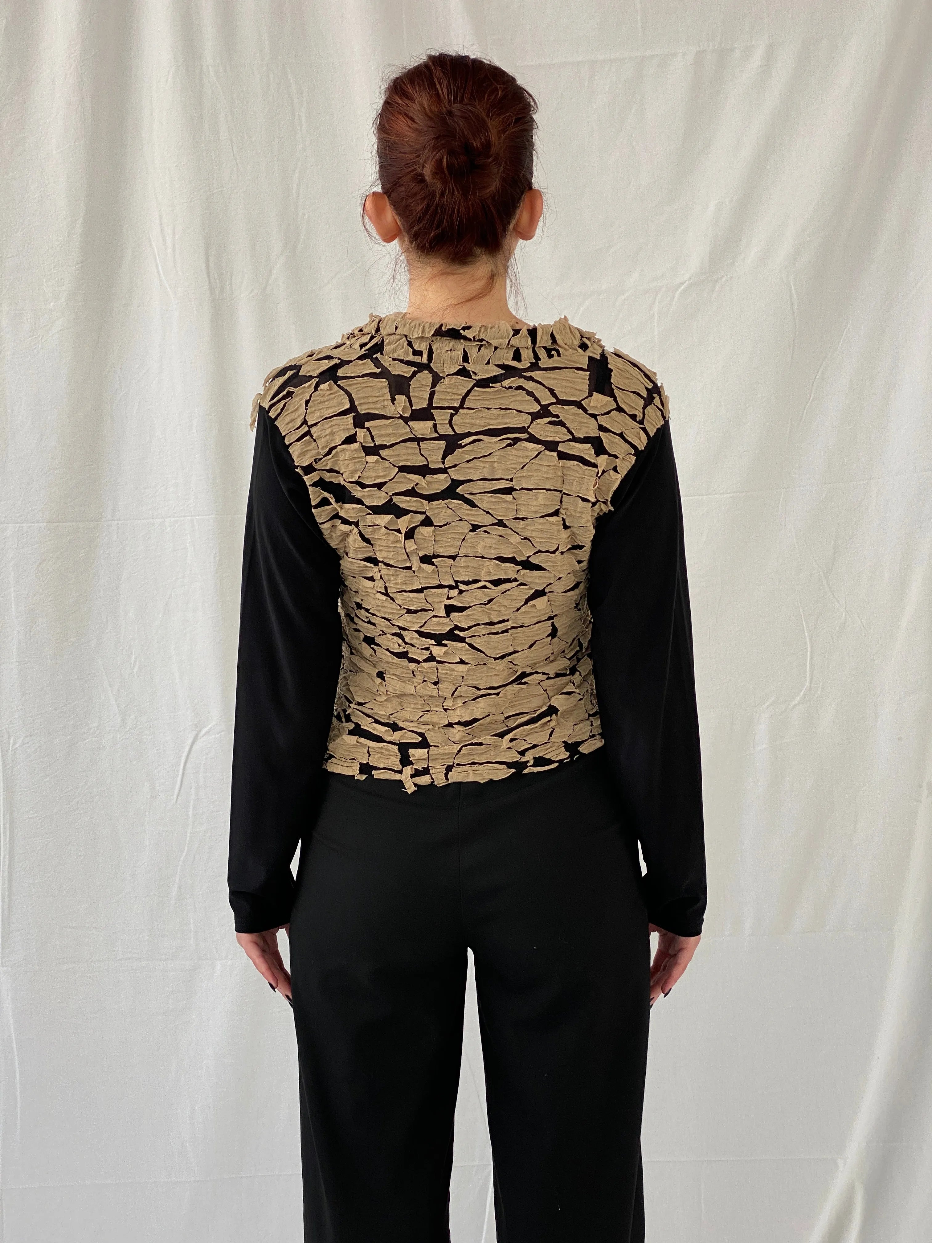 Vintage Y2K INTOWN Full Sleeve Button Up Black & Beige Women’s Shirt - L - Balagan Vintage Full sleeve Shirt 00s, Ayah, full sleeve shirt, shirt, women shirt