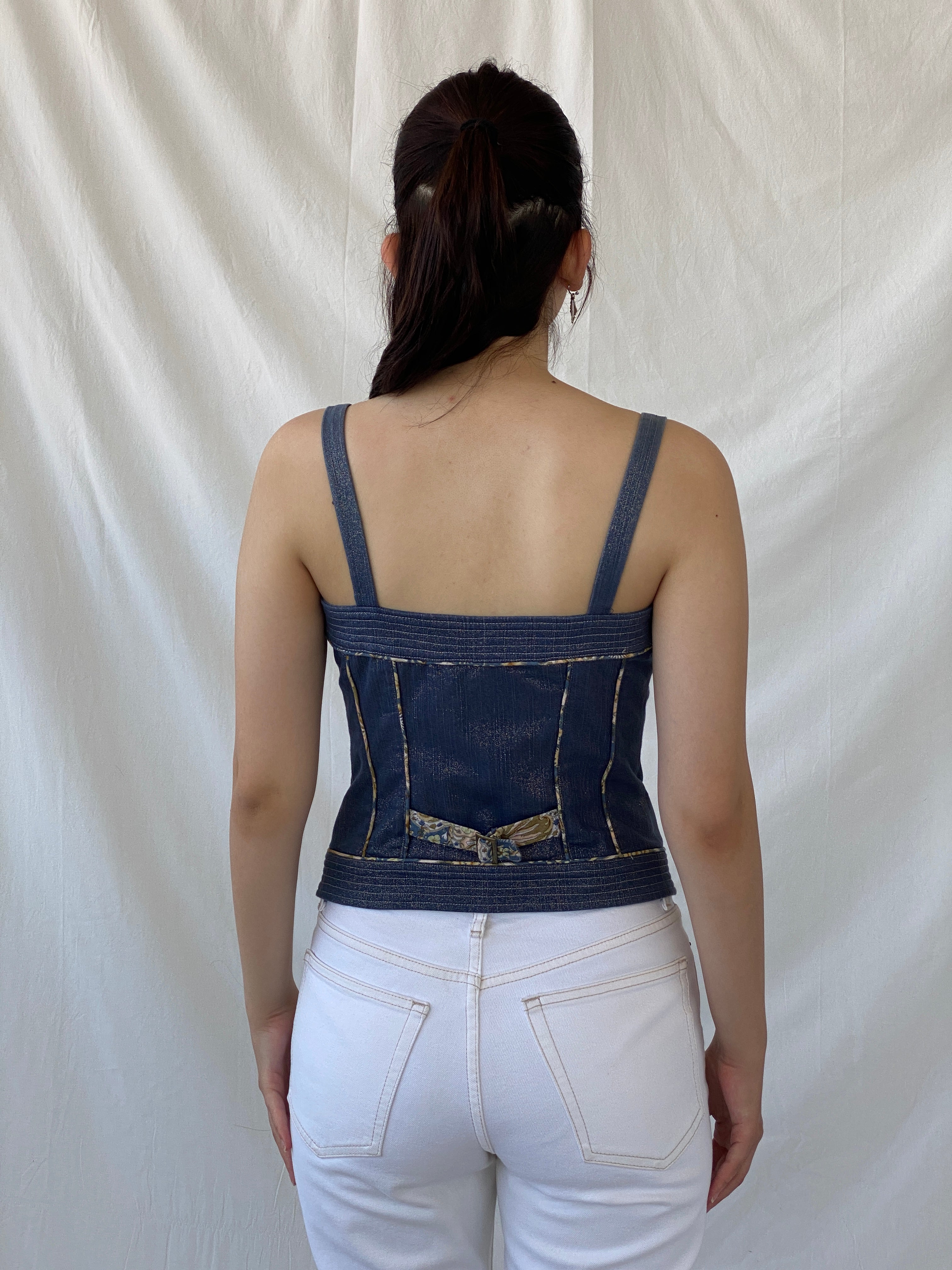 Vintage Y2K Lovie Denim Button Up Corset Top - S - Balagan Vintage Sleeveless Top 00s, Ayah, denim, NEW IN, summer, women top