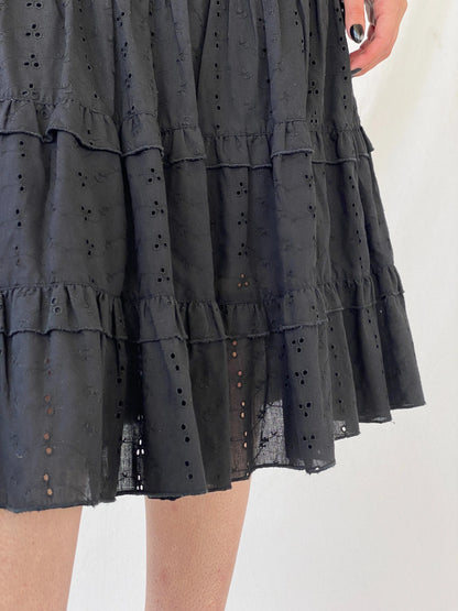 Vintage Y2K Morgan De Toi Tiered Flouncy Black Midi Skirt - M - Balagan Vintage Midi Skirt 00s, Ayah, midi skirt, skirt