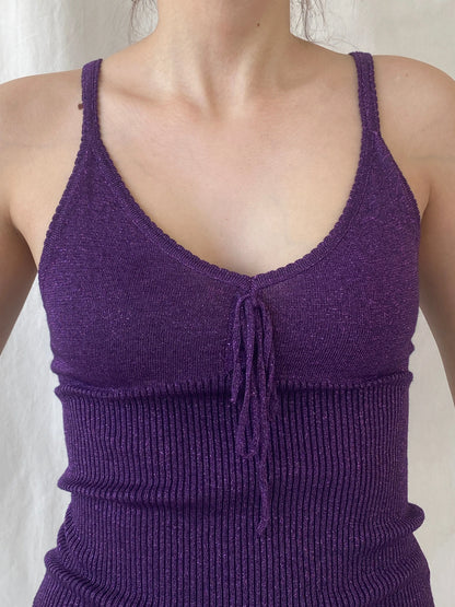 Vintage Y2K Orsay Shimmery Purple Soft Knit Ribbed Cami Top - M - Balagan Vintage Sleeveless Top 00s, Ayah, knit, knitted, women top