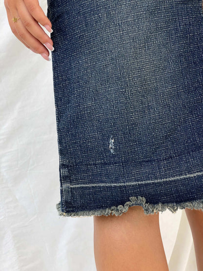 Vintage Y2K Route 66 Stretch Fit Midi Denim Skirt - M - Balagan Vintage Midi Skirt 00s, Deals, denim, denim skirt, Lana, midi skirt