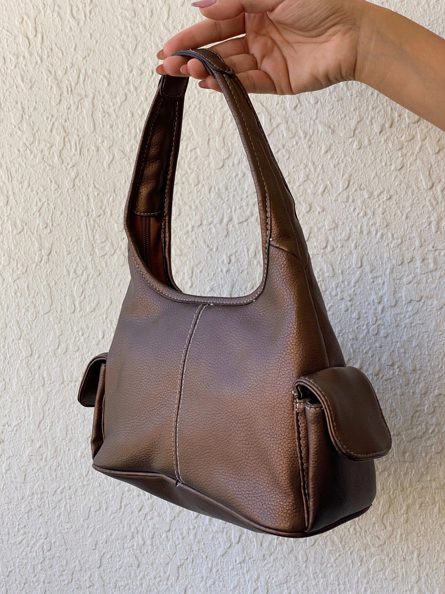 Vintage Y2K Seville Metallic Brown Shoulder Bag - Balagan Vintage Shoulder Bag 00s, bag, handbag, shoulder bag