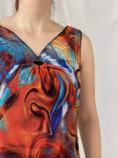 Vintage Y2K Sleeveless Marble Print Mesh Women’s Top - M - Balagan Vintage Sleeveless Top 00s, Ayah, mesh top, Top, women top