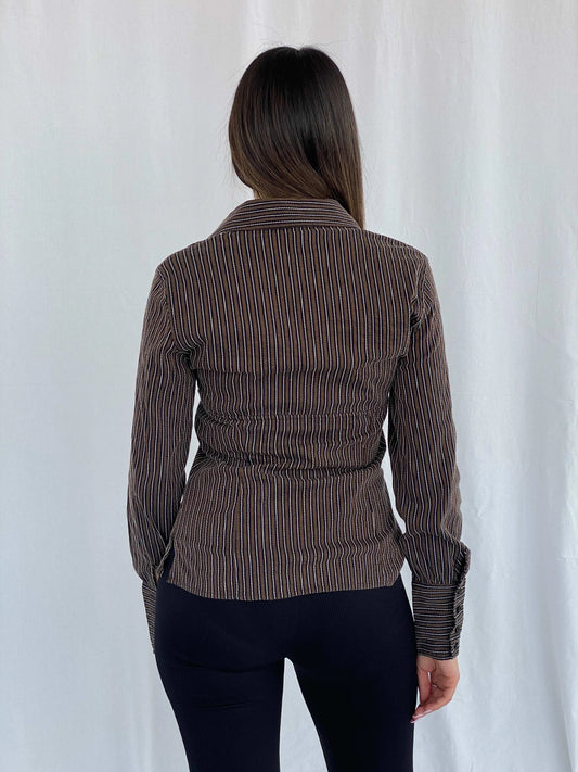 Vintage Y2K Stripped Office Core Top - Size M/L - Balagan Vintage Full Sleeve Shirt 90s, full sleeve shirt, Juana, women skirt