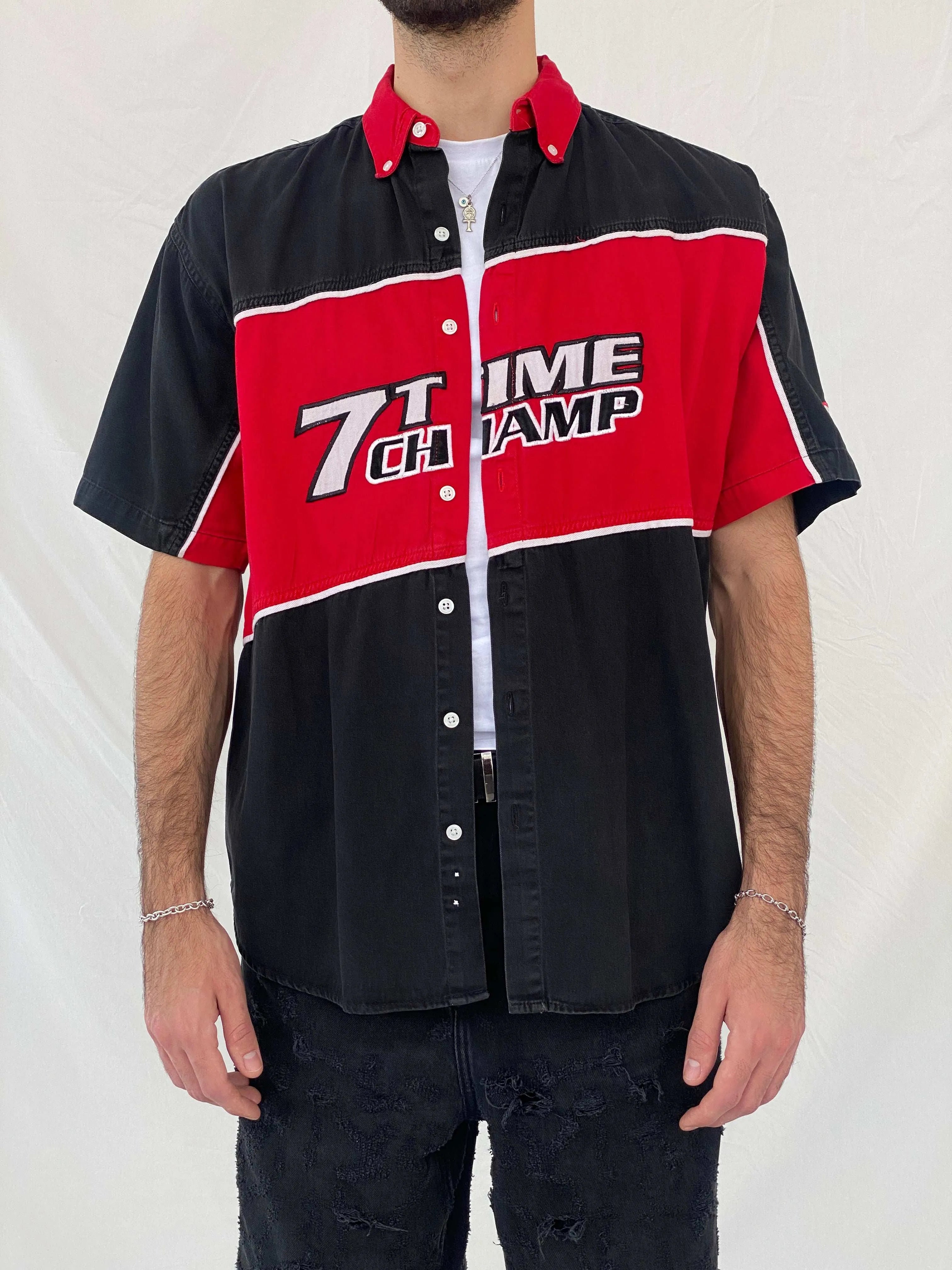 Vintage Y2K Winner‘s Circle Racing Shirt - Size XL - Balagan Vintage Half Sleeve Shirt 90s, Awsam, half sleeve shirt, mens shirt, printed shirt