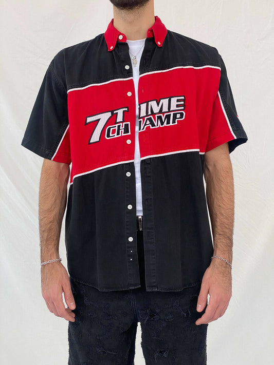 Vintage Y2K Winner‘s Circle Racing Shirt - Size XL - Balagan Vintage Half Sleeve Shirt 90s, Awsam, half sleeve shirt, mens shirt, printed shirt