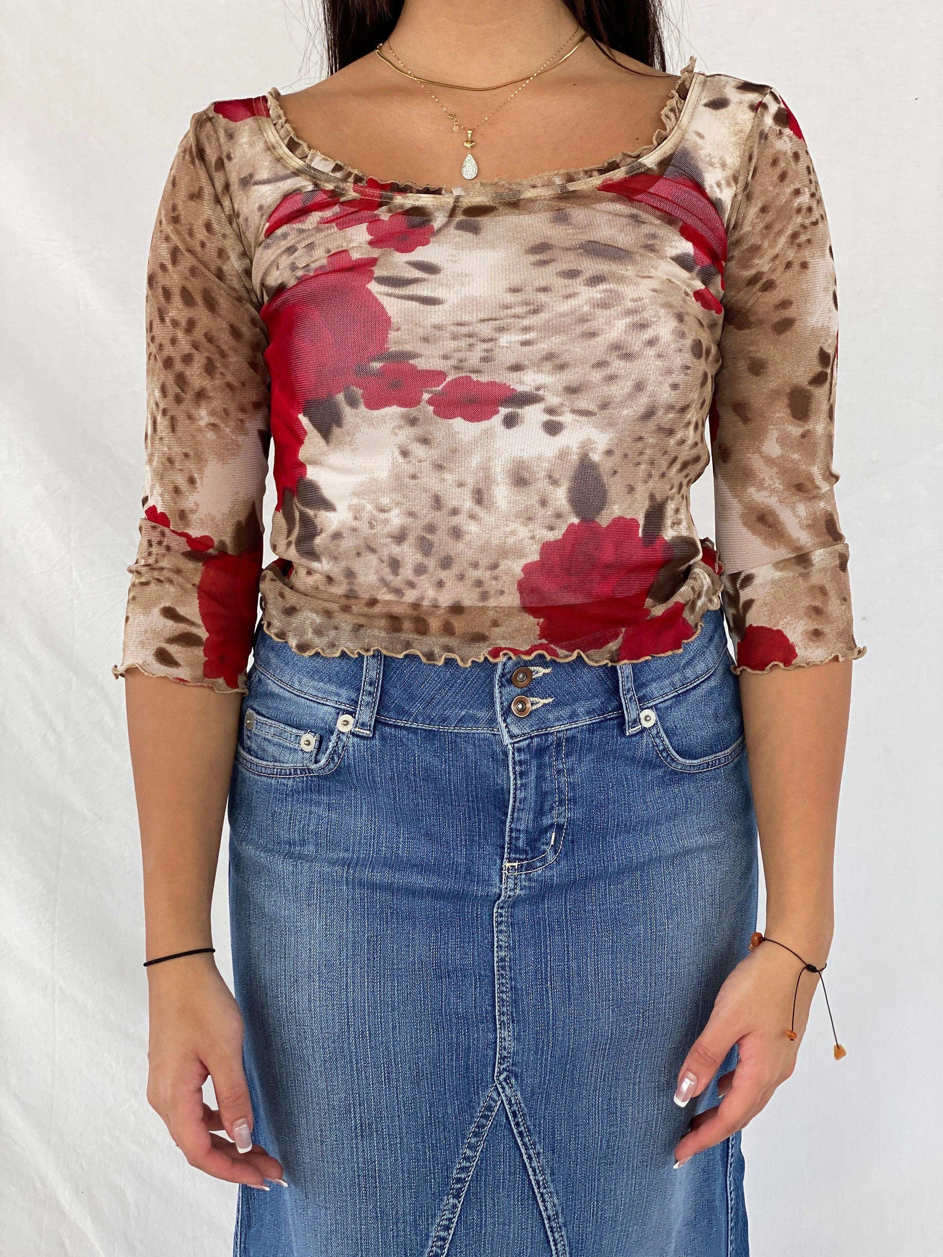 Vintage Y2K XANAKA Floral Sheer Top - Balagan Vintage Sheer Top 00s, 90s, floral, Rahmeh, Rama, sheer