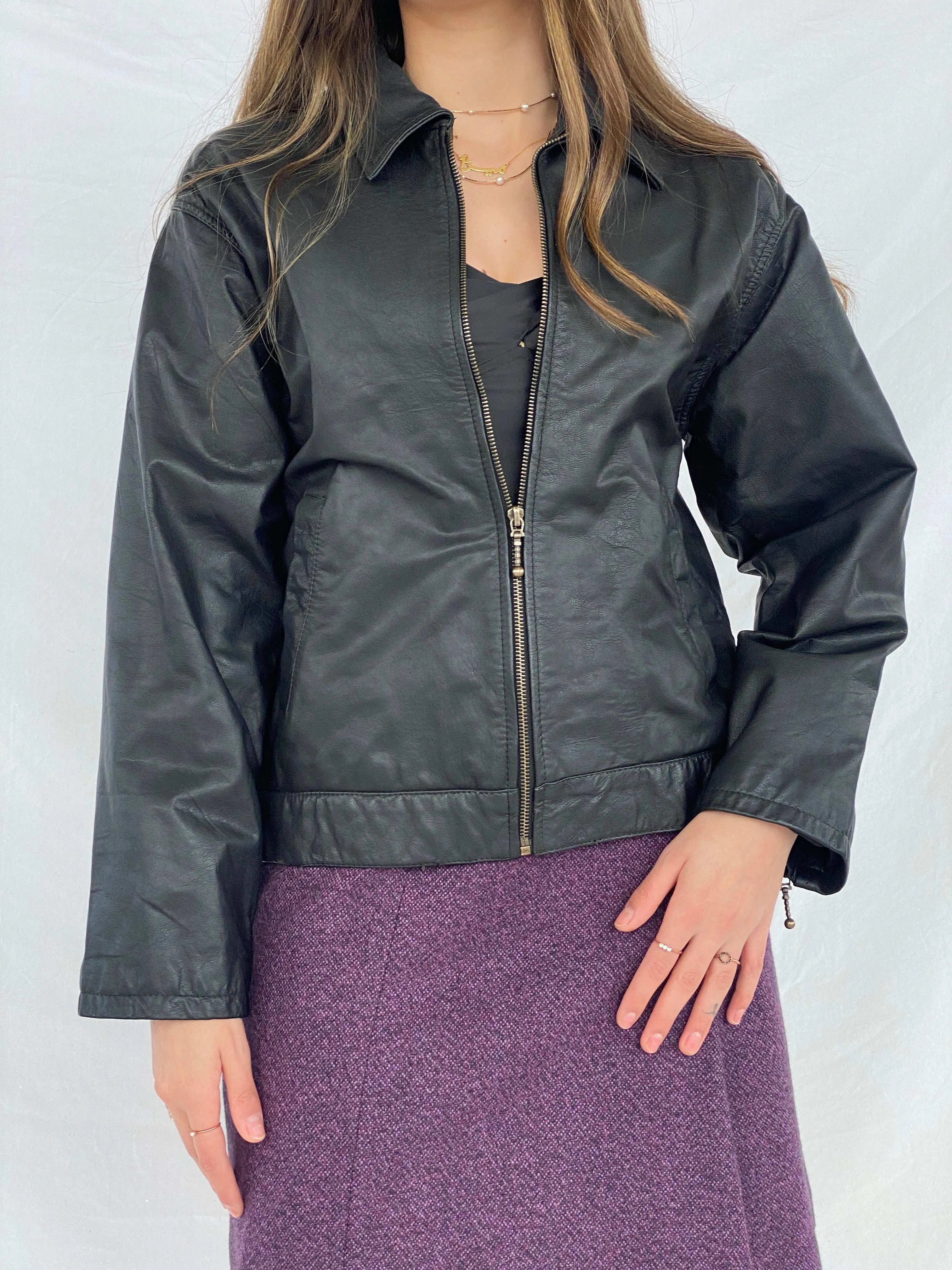 Vintage Young Fashion Genuine Leather Jacket - Size Medium - Balagan Vintage Leather Jacket 90s, Coats&Jackets, genuine leather, genuine leather jacket, Mira, winter, Women's Leather Jackets