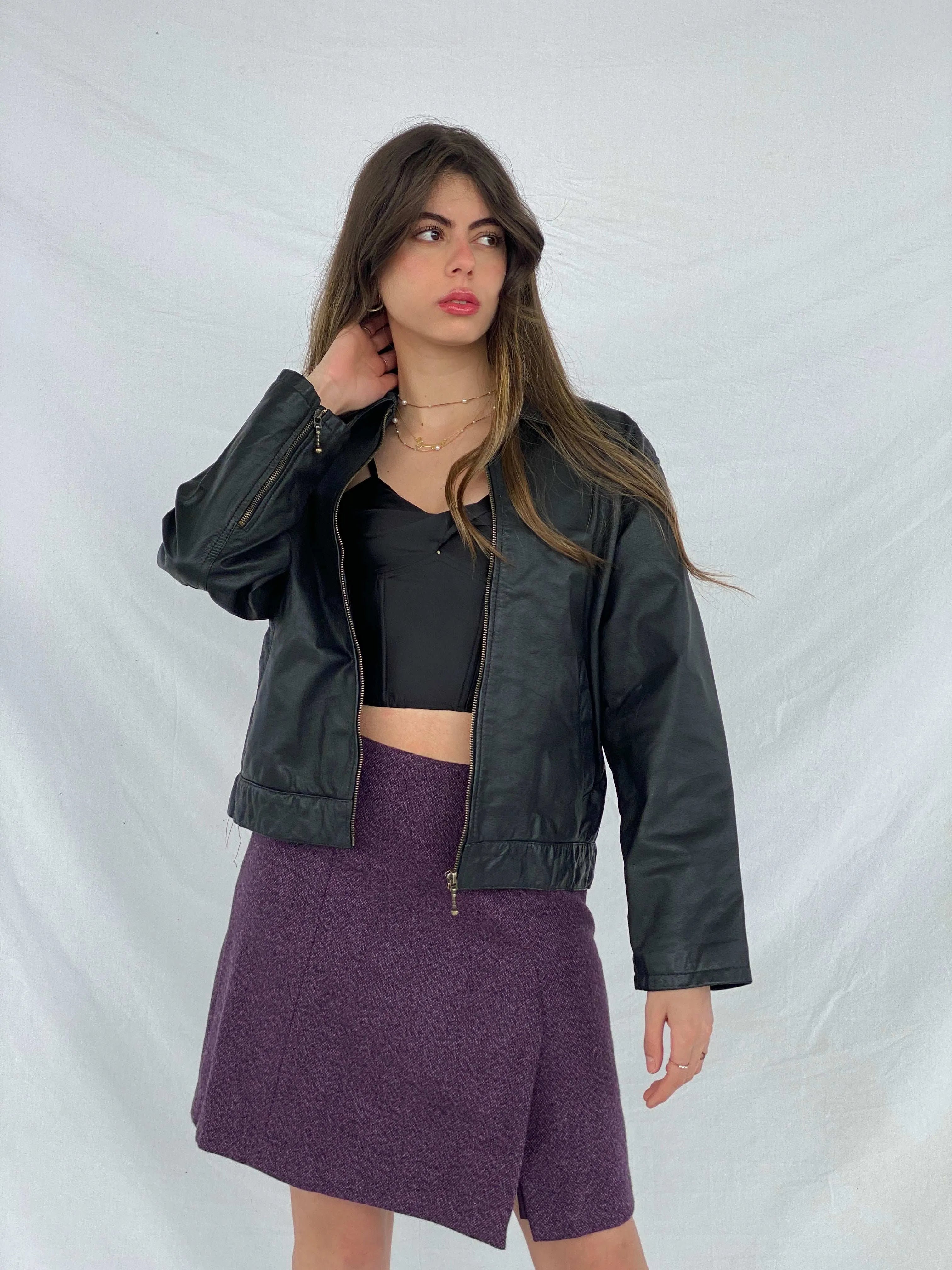 Vintage Young Fashion Genuine Leather Jacket - Size Medium - Balagan Vintage Leather Jacket 90s, Coats&Jackets, genuine leather, genuine leather jacket, Mira, winter, Women's Leather Jackets