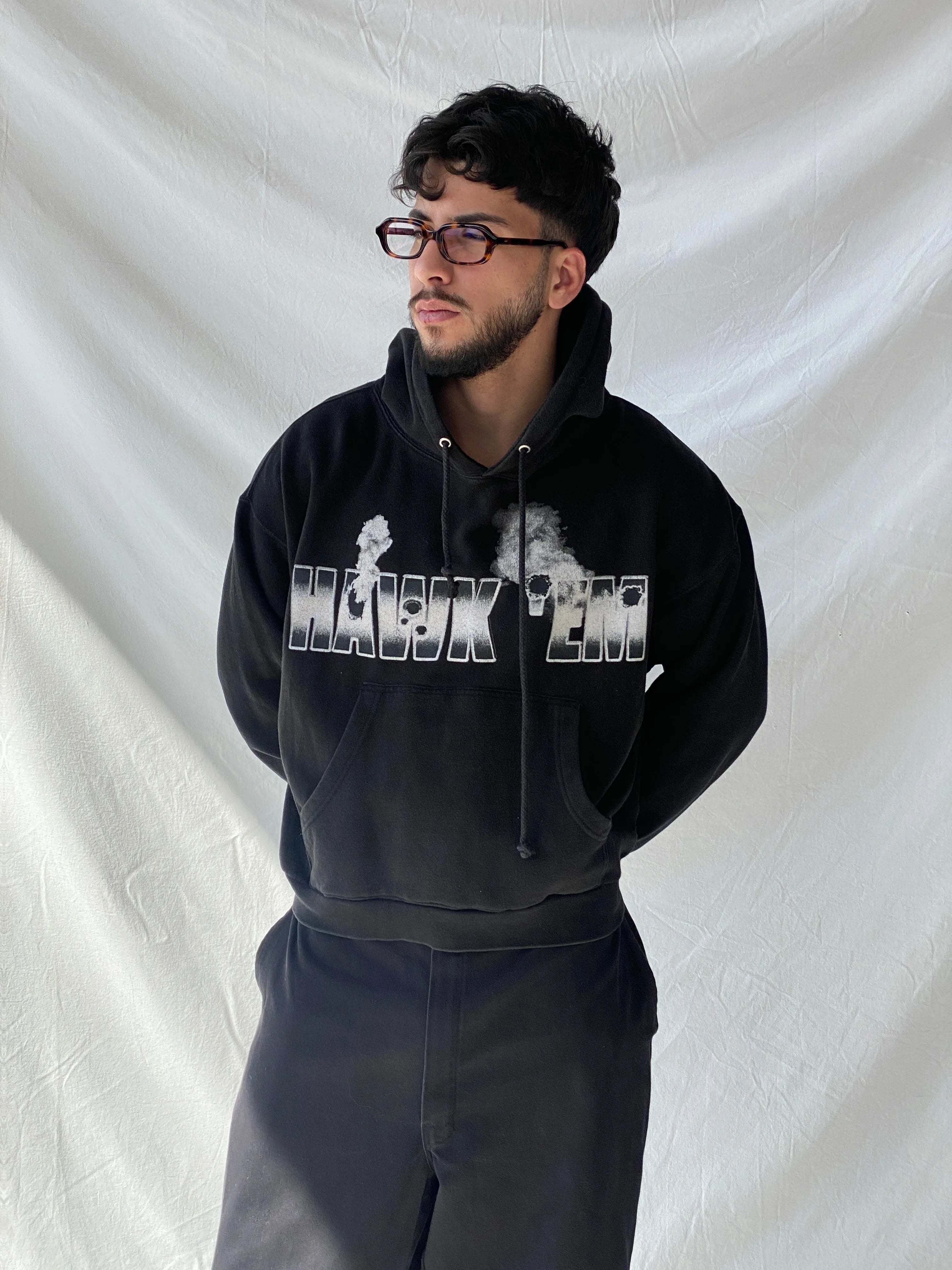 VLONE X POP SMOKE “HAWK ‘EM” Black Men’s Hoodie “Meet The Woo 2" - XL - Balagan Vintage Sweater 90s, consignment, Hamza, men, streetwear, vintage, vintage sweater, winter