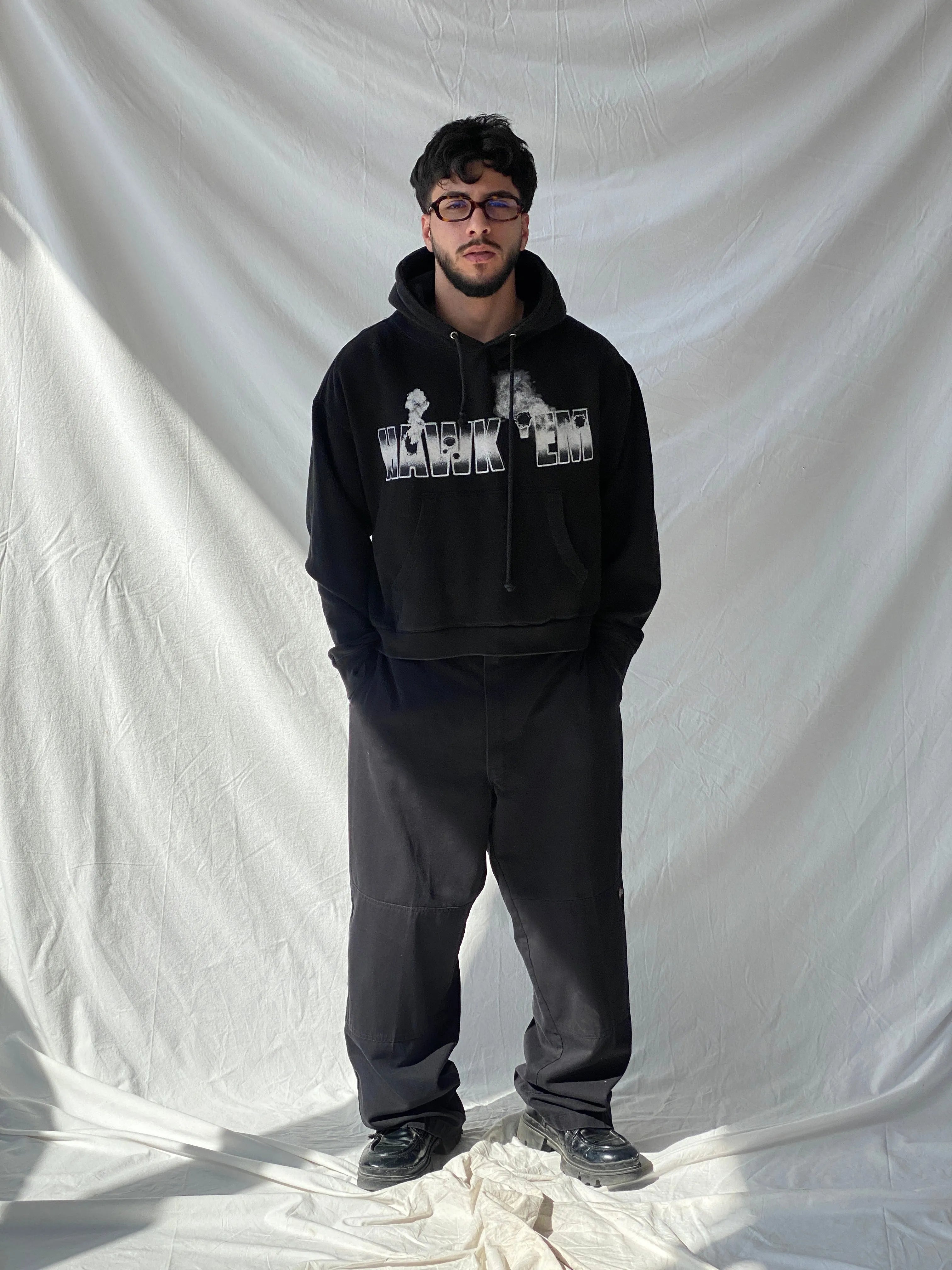 VLONE X POP SMOKE “HAWK ‘EM” Black Men’s Hoodie “Meet The Woo 2" - XL - Balagan Vintage Sweater 90s, consignment, Hamza, men, streetwear, vintage, vintage sweater, winter