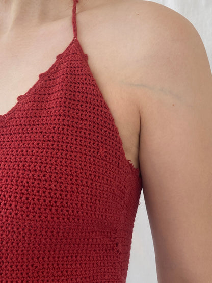 Wet Seal Red Knitted Halter Top - S - Balagan Vintage Halter Top 00s, Ayah, knit, knitted, women top