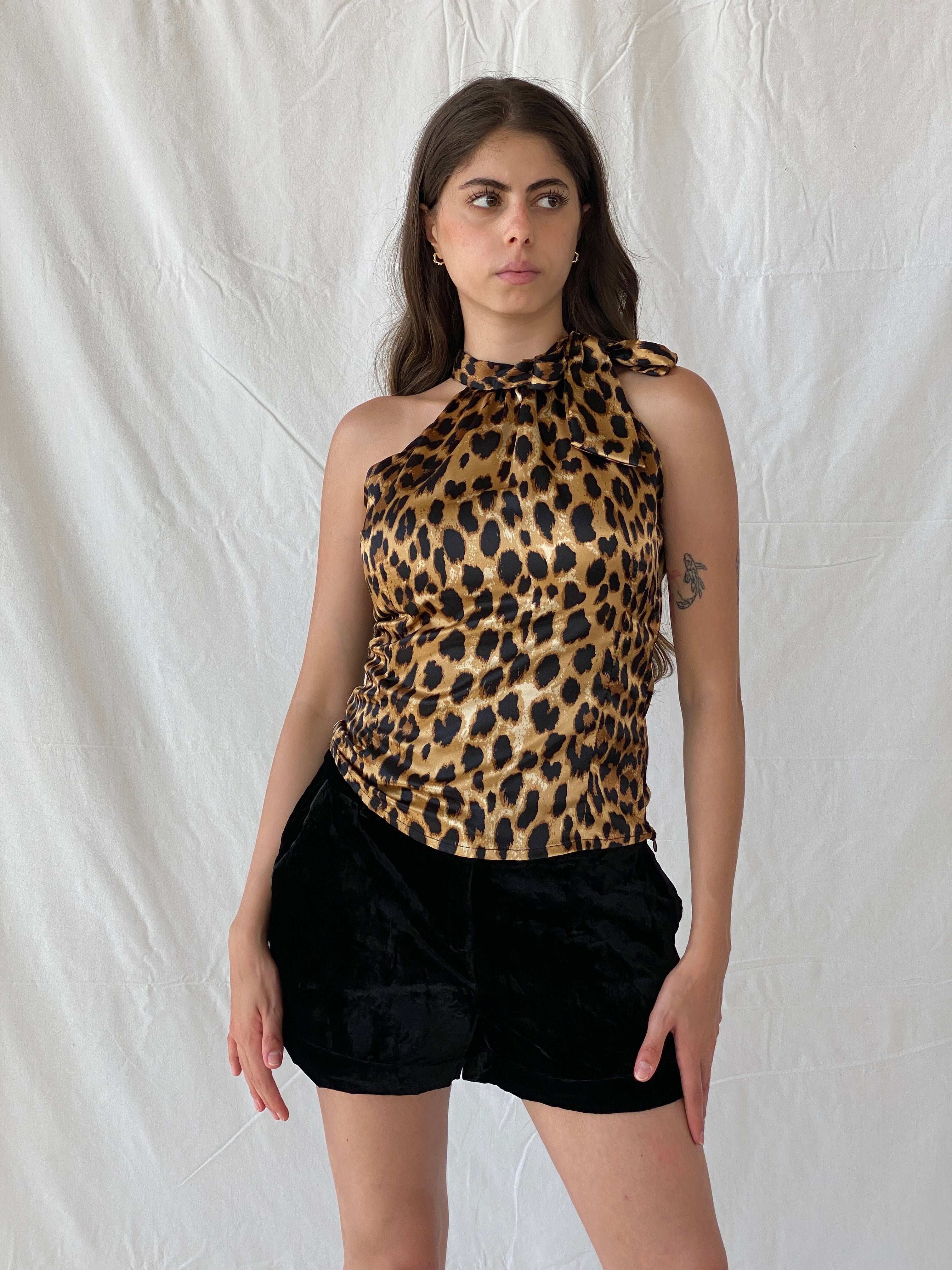 Y2K Big Style Leopard Print Top - S - Balagan Vintage Sleeveless Top 00s, Mira, women top