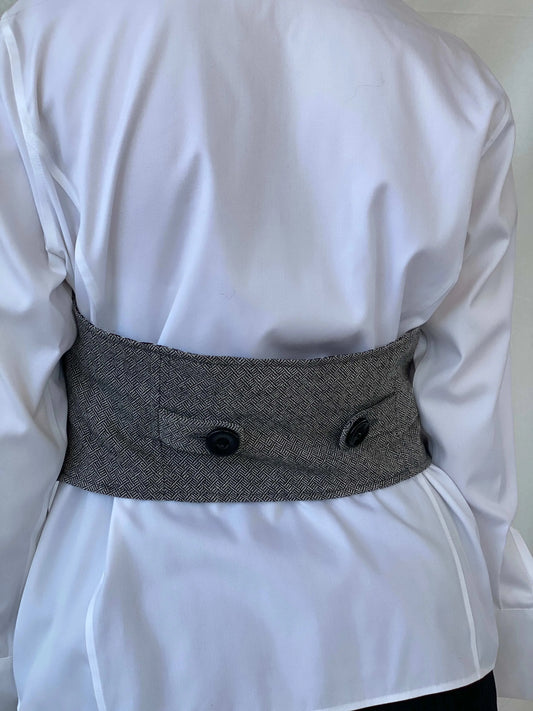 Y2K Broadway NYC Fashion Wool Gray Button Up Cropped Vest - XL - Balagan Vintage Vest 00s, cropped vest, knitted vest, Mira, vest, wool vest