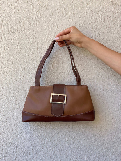 Y2K Brown and Tan Shoulder Bag - Balagan Vintage Shoulder Bag 00s, bag, handbag, shoulder bag