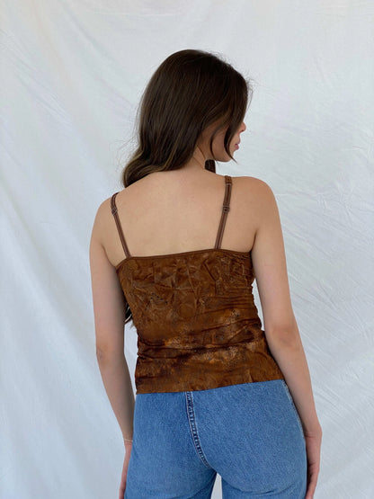 Y2K Brown Cami Top - S - Balagan Vintage Cami 00s, 90s, Cami, floral, Mira