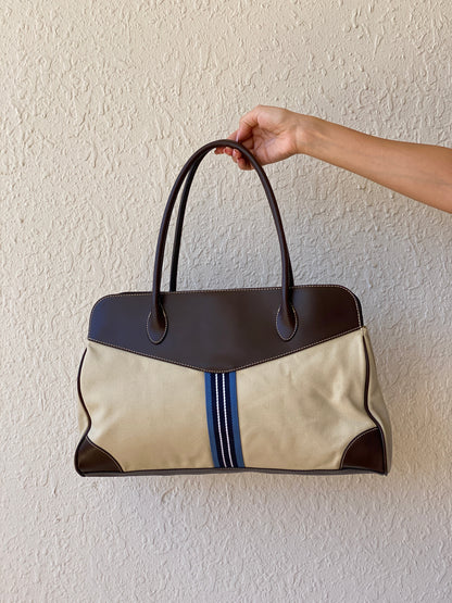 Y2K Chaps By Ralph Lauren Shoulder Bag Canvas & Vegan Leather Purse - Balagan Vintage Shoulder Bag 00s, 90s, bag, Chaps, chaps by ralph lauren, NEW IN, shoulder bag, Y2K