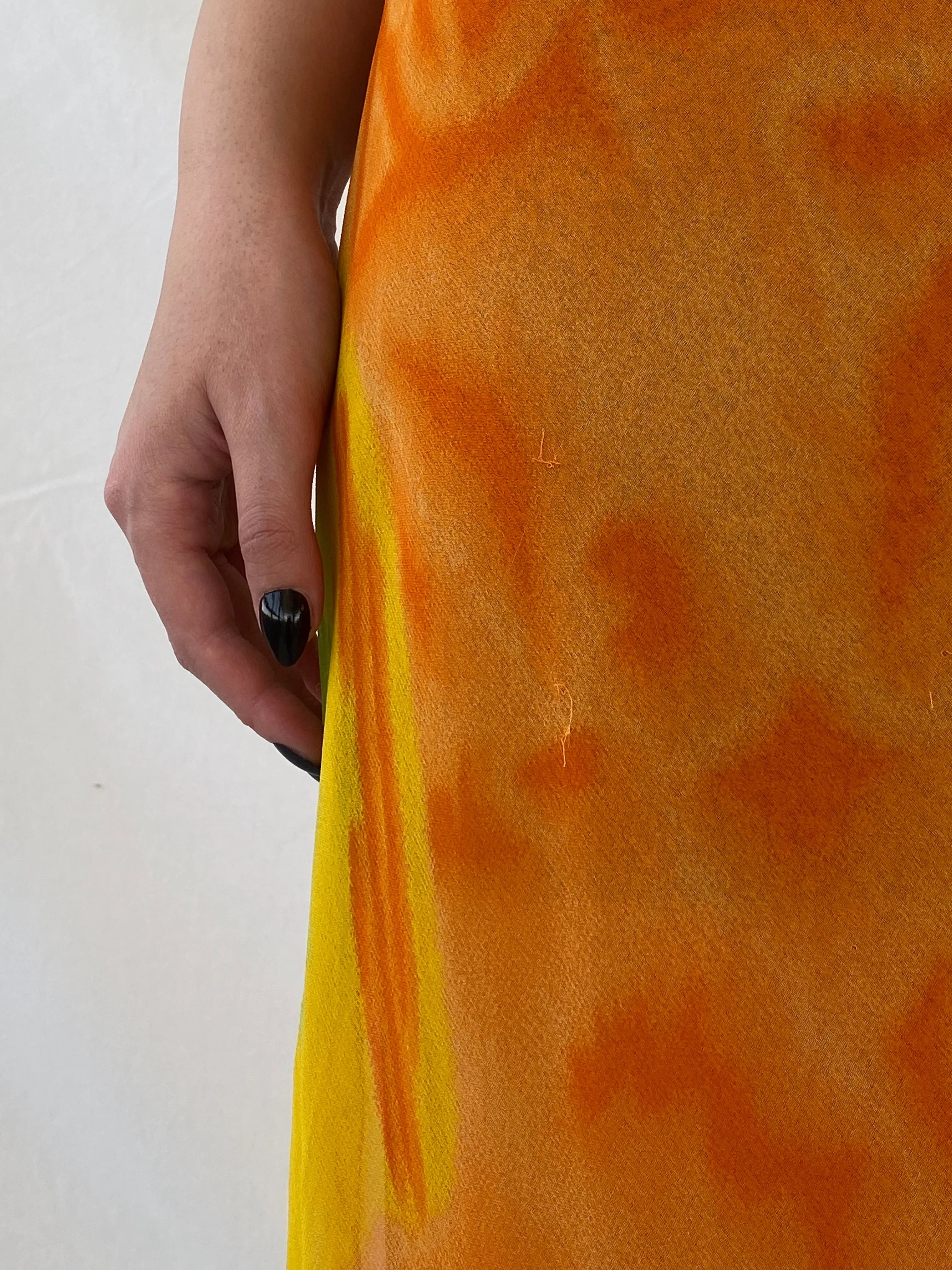 Y2K Chiffon Orange Tie Dye Sheer Maxi Dress - M - Balagan Vintage Midi Dress Ayah, dress, midi dress, NEW IN, summer, summer dress