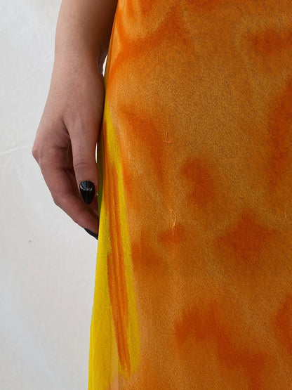 Y2K Chiffon Orange Tie Dye Sheer Maxi Dress - M - Balagan Vintage Midi Dress Ayah, dress, midi dress, summer, summer dress