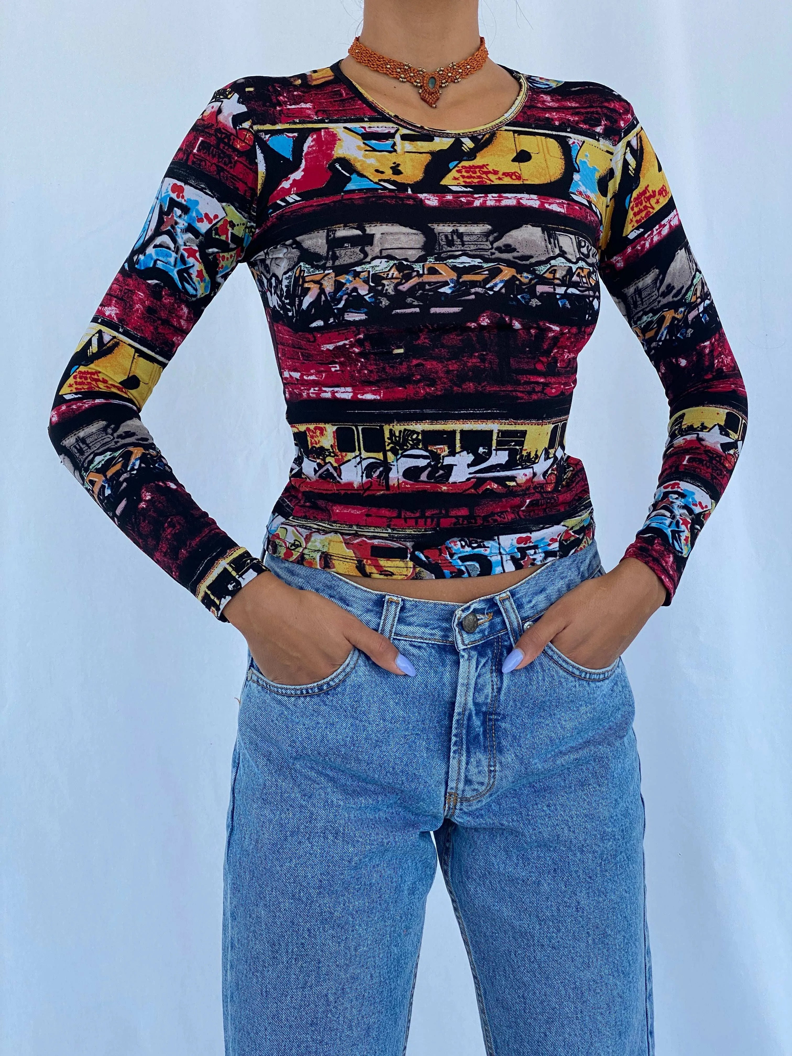 Y2K Clock House by C&A Graphic Top - Balagan Vintage Full Sleeve Top 90s, graphic, graphic top, summer, Tojan