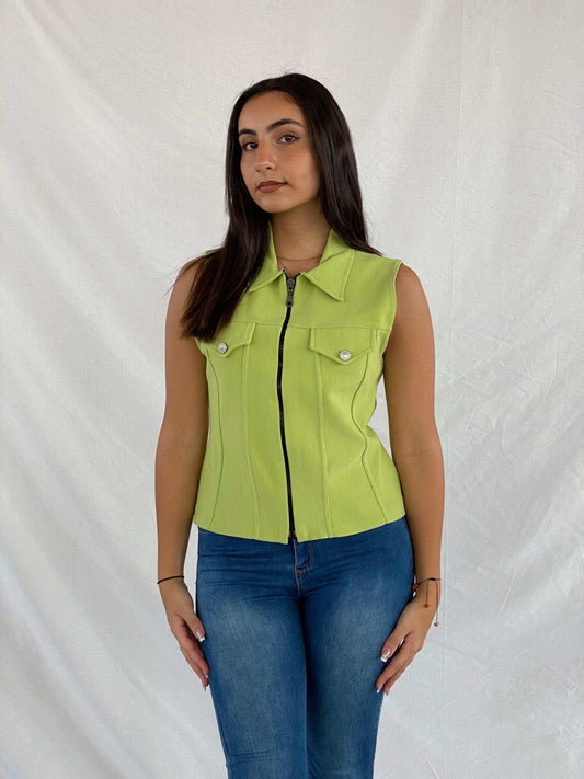 Y2K Clock House Green Vest - Balagan Vintage Vest 00s, 90s, green, Rama