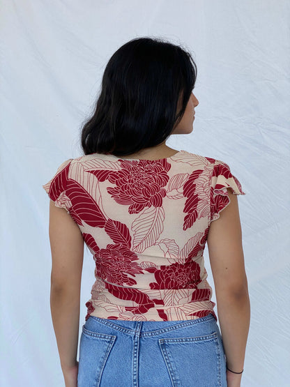 Y2K Crossroads Floral Top - M - Balagan Vintage Half Sleeve Top 00s, Lana, summer, Y2K
